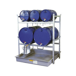 Estantería para almacenar 2 bidones de 200L y 3 de 60L