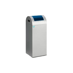 Papelera de acero 43L tapa amarilla en plata antigua