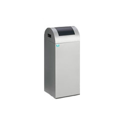 Papelera de acero 43L tapa amarilla en plata antigua