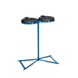 Soporte para bolsas de residuos estándar móvil azul, con tapa de plástico negro