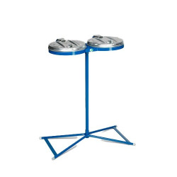 Soporte para bolsas de residuos estándar móvil azul, con tapa de plástico negro