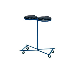 Soporte para bolsas de residuos super, móvil azul con tapa de plástico negro