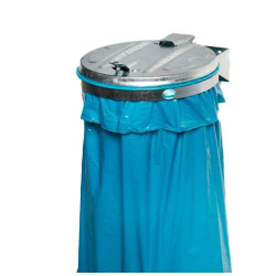 Soporte para bolsas de residuos consol, pared 120 con tapa de plástico azul