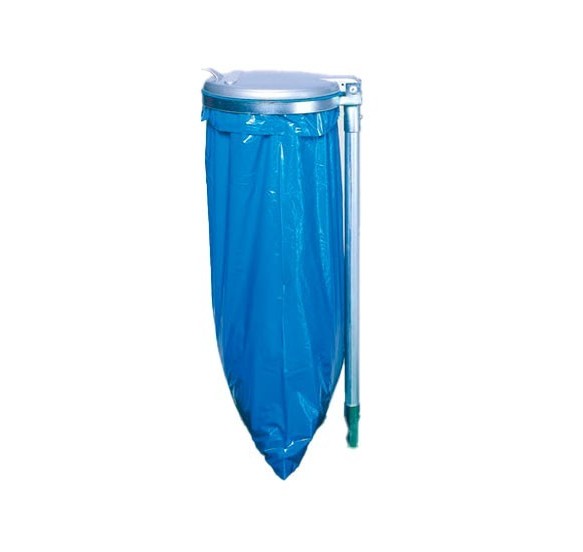 Soporte para bolsas de residuos estacionario suelo 120 con tapa de plástico galvanizado