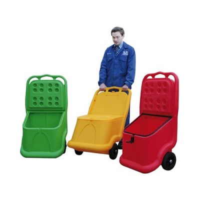 Trolley multiusos, 75 litros, dos ruedas de goma, color rojo
