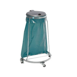 Soporte móvil para bolsas de residuos con tapa de plástico
