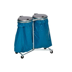 suporte para sacos de resíduos super, móvel galvanizado com tampa de plástico prateada