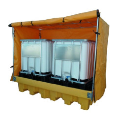 Contentor de polietileno com toldo para 2 IBC's