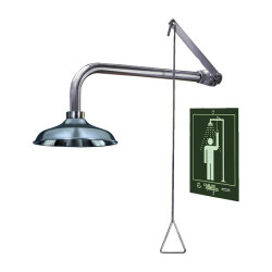 Douche d’urgence horizontale en acier inoxydable