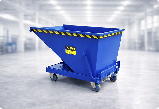 Benne basculante métallique pour déchets industriels