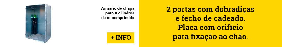 Armário de chapa para 8 cilindros de ar comprimido