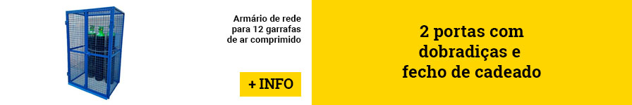 Caseta com piso de malha para 12 garrafas de ar comprimido