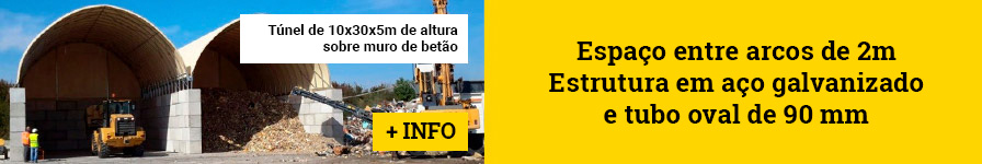 Túnel de 10x30x5m de alto sobre murete de hormigón