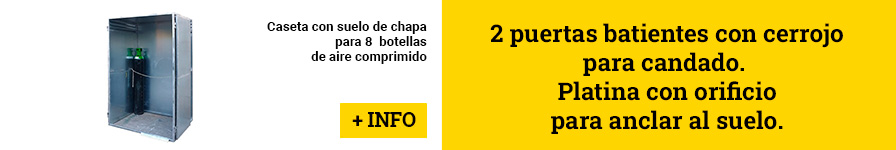 Caseta con suelo de chapa para 8 botellas de aire comprimido
