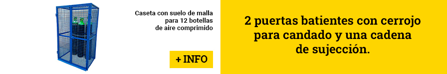 Caseta con suelo de malla para 12 botellas de aire comprimido