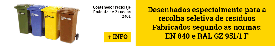 Contentor reciclagem Rodante de 2 Rodas. 240 L