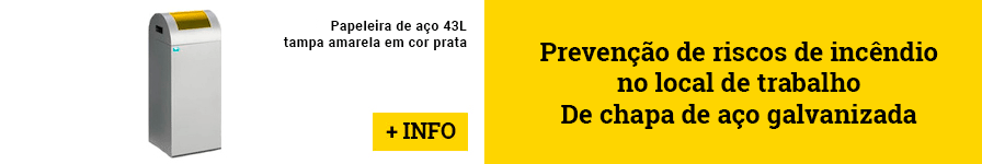 Papelera de aço 43L tampa amarela em cor prata